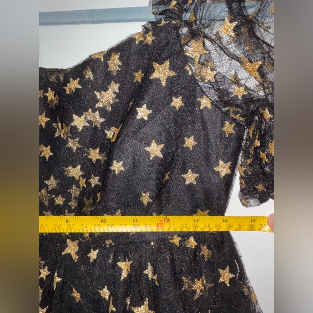 Unique Vintage Black Gold Star Mesh Babydoll Belle Dress M/6-8 NWT ✨ - Picture 11 of 14